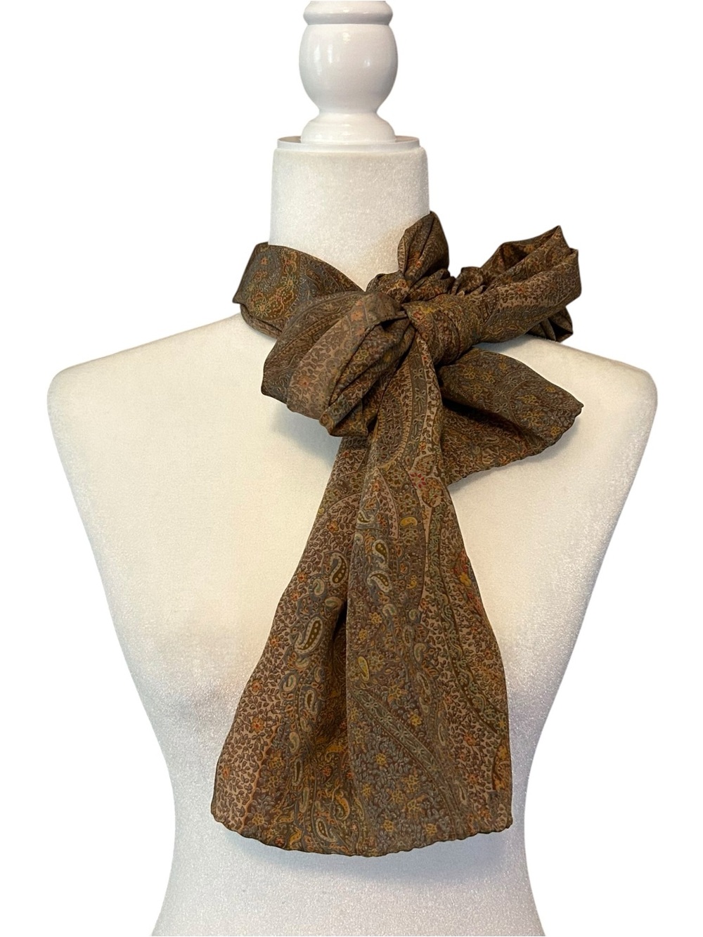 VINTAGE Voghi Made in Italy 100% Silk Oblong Neck Scarf Earthy Neutral Tones